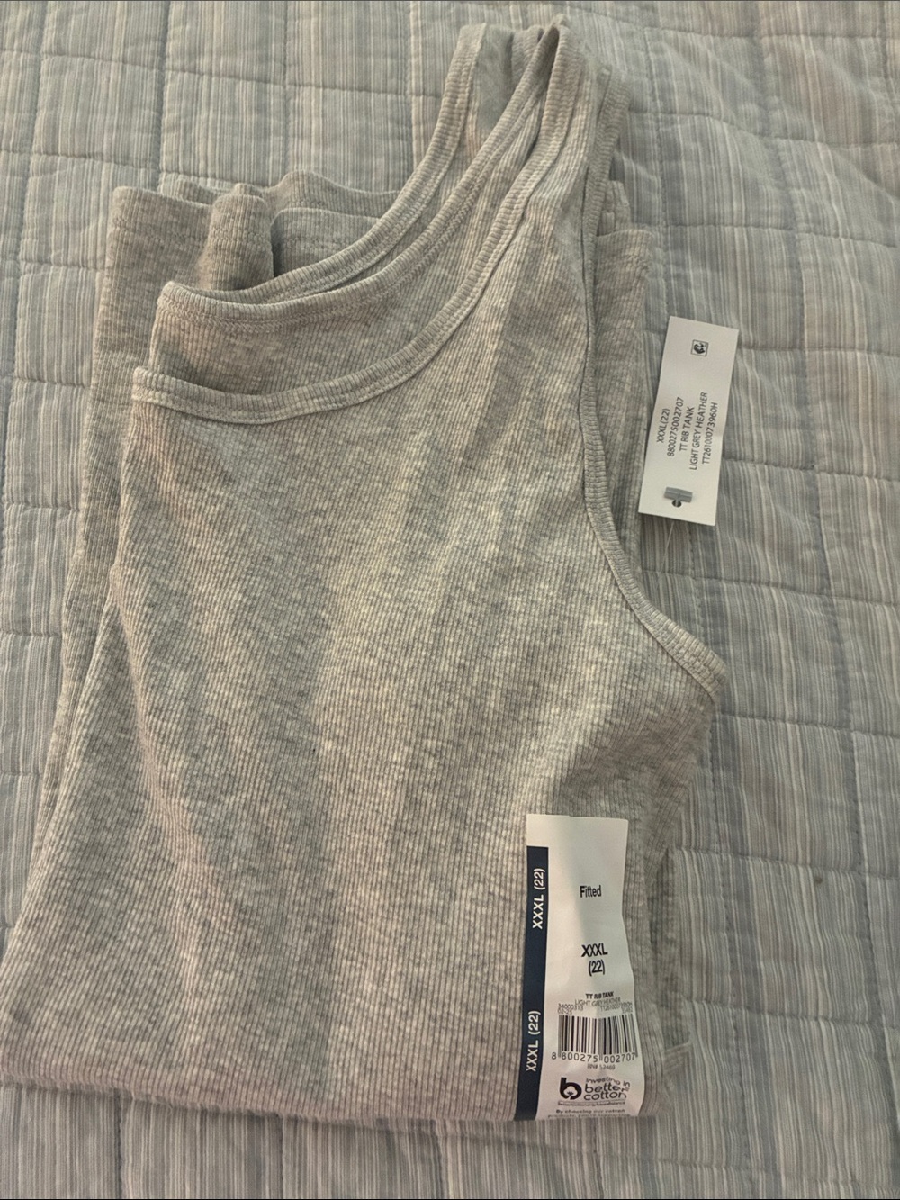 Time and Tru Light Gray Ribbed Tank Top